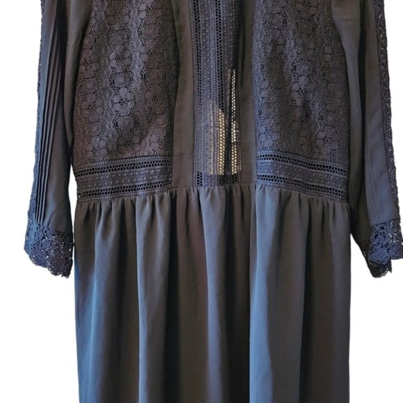 Revolve Heartloom Aimee Lace Mini Dress Cutout Quarter Sleeve Black Dress Size L - Picture 8 of 16